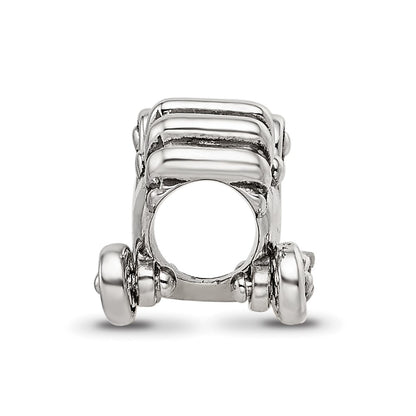 Sterling Silver Reflections Antiqued Baby Carriage Moveable Wheels Bead