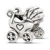 Sterling Silver Reflections Antiqued Baby Carriage Moveable Wheels Bead