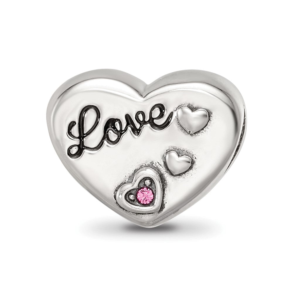 SS Reflections Antiqued Crystals Enamel Heart Bead