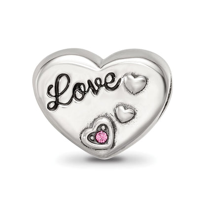 SS Reflections Antiqued Crystals Enamel Heart Bead