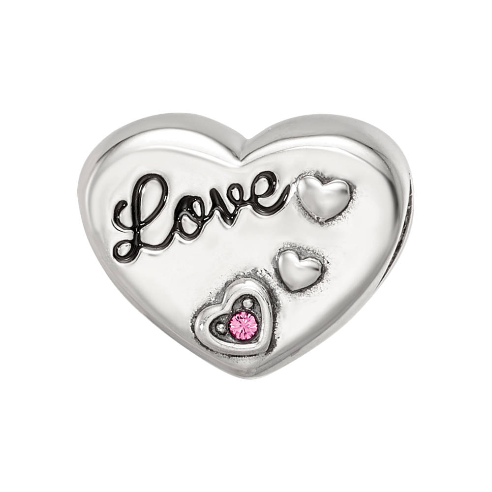 SS Reflections Antiqued Crystals Enamel Heart Bead