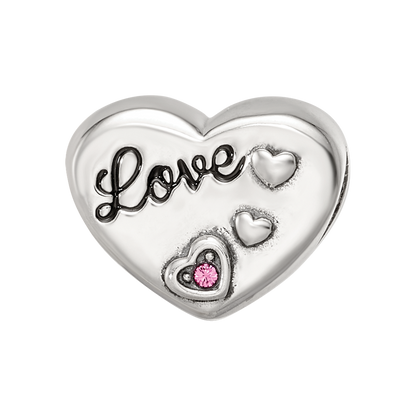 SS Reflections Antiqued Crystals Enamel Heart Bead