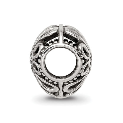 Sterling Silver Reflections Antiqued CZ Heart Bead