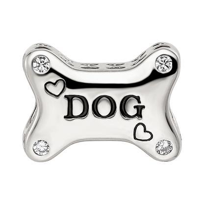 Sterling Silver Reflections Enamel Dog Bone CZ Bead