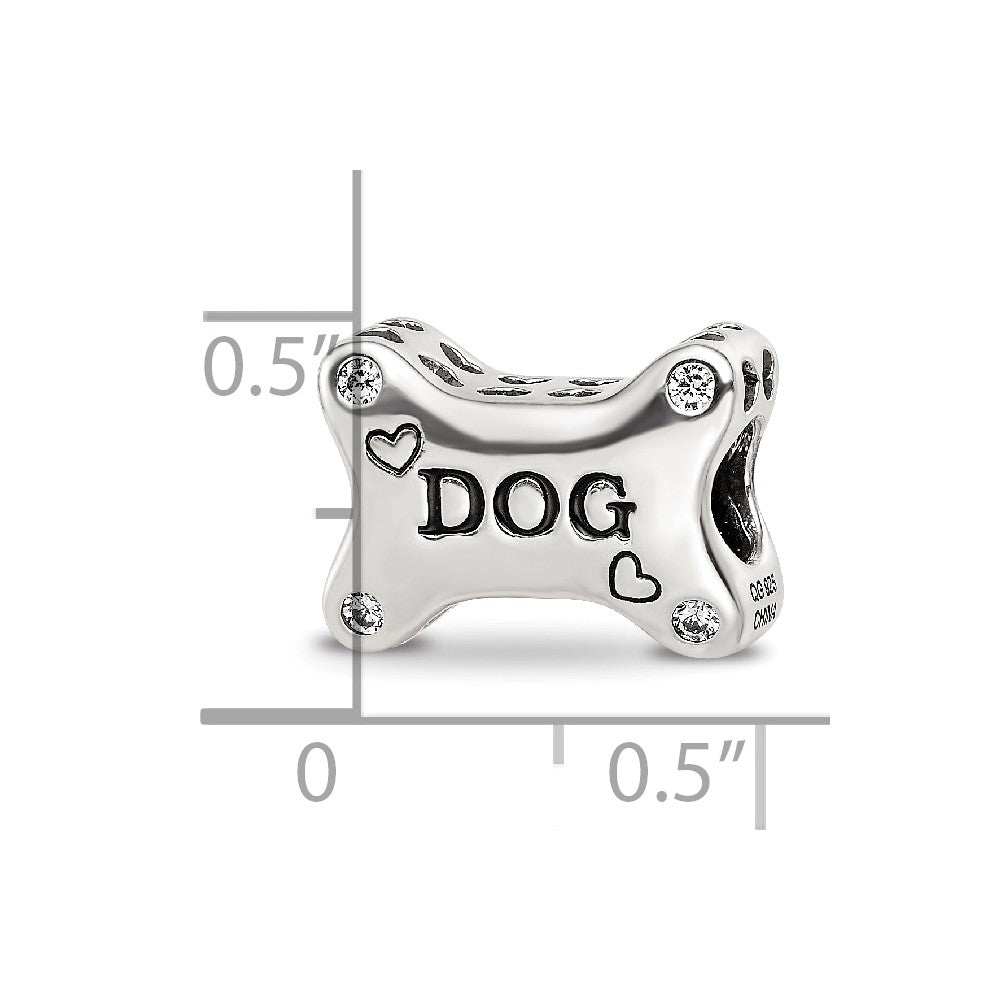 Sterling Silver Reflections Enamel Dog Bone CZ Bead