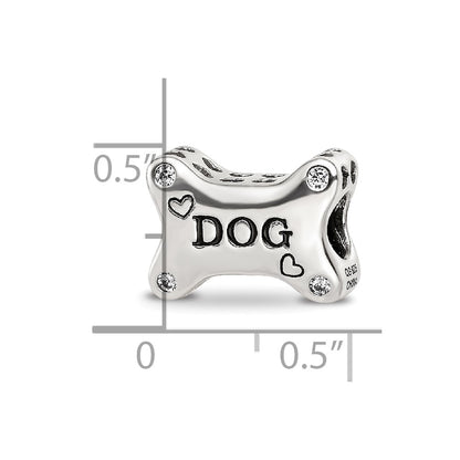 Sterling Silver Reflections Enamel Dog Bone CZ Bead