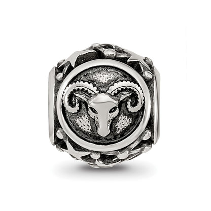 Sterling Silver Reflections Antiqued Zodiac Aries Bead