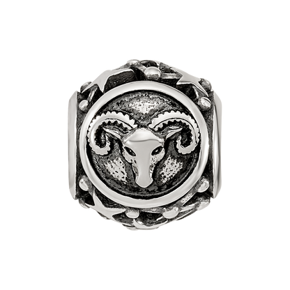 Sterling Silver Reflections Antiqued Zodiac Aries Bead