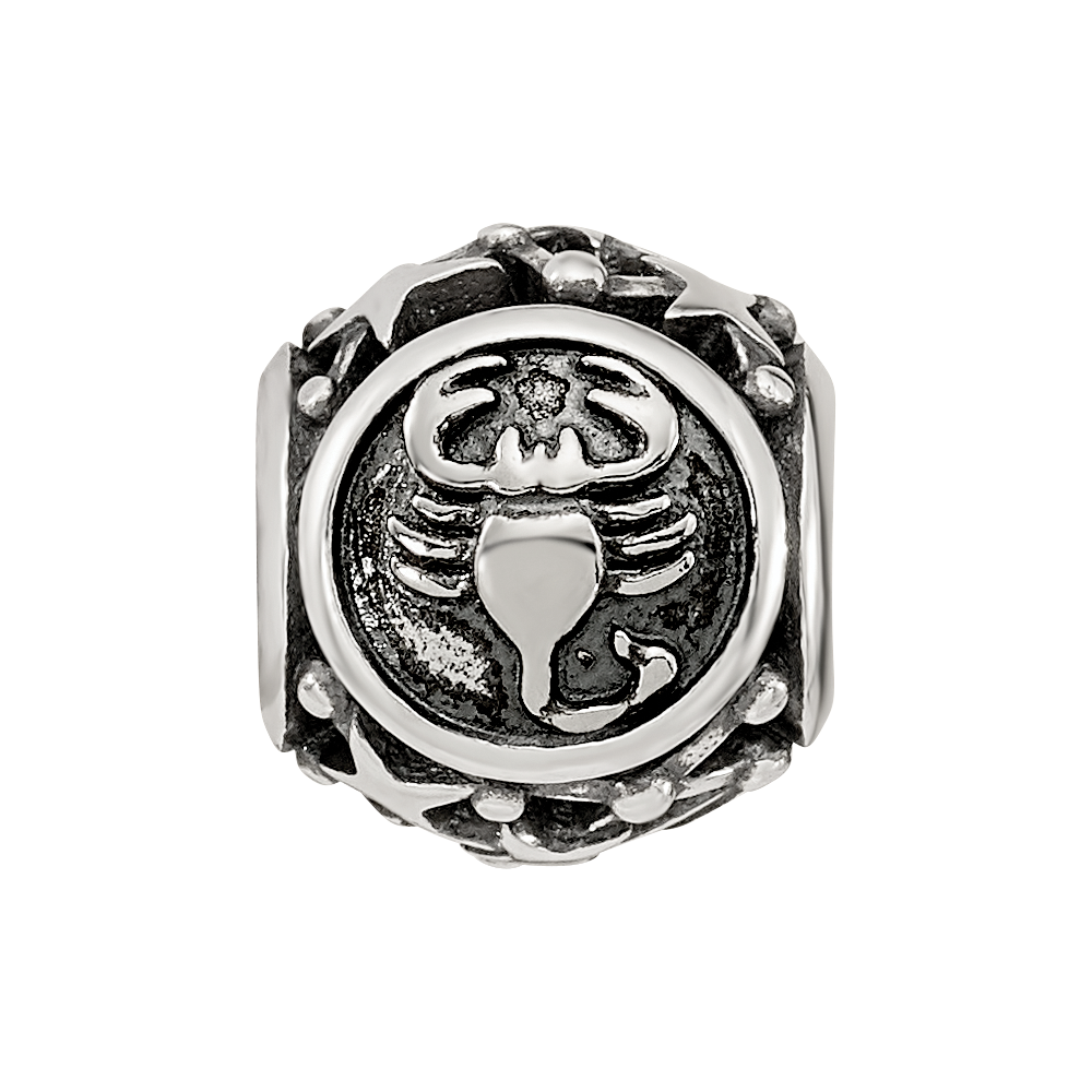 Sterling Silver Reflections Antiqued Zodiac Scorpio Bead