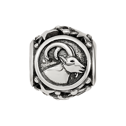 Sterling Silver Reflections Antiqued Zodiac Capricorn Bead