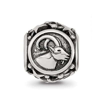 Sterling Silver Reflections Antiqued Zodiac Capricorn Bead