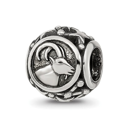 Sterling Silver Reflections Antiqued Zodiac Capricorn Bead