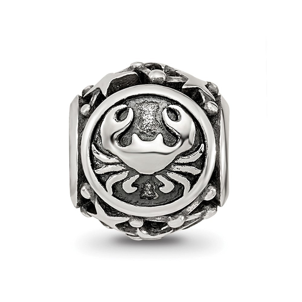 Sterling Silver Reflections Antiqued Zodiac Cancer Bead