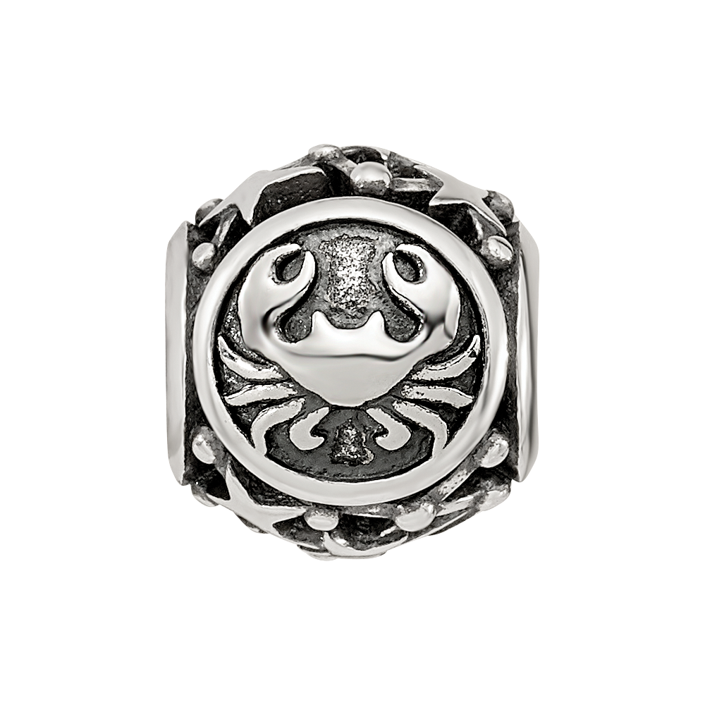 Sterling Silver Reflections Antiqued Zodiac Cancer Bead
