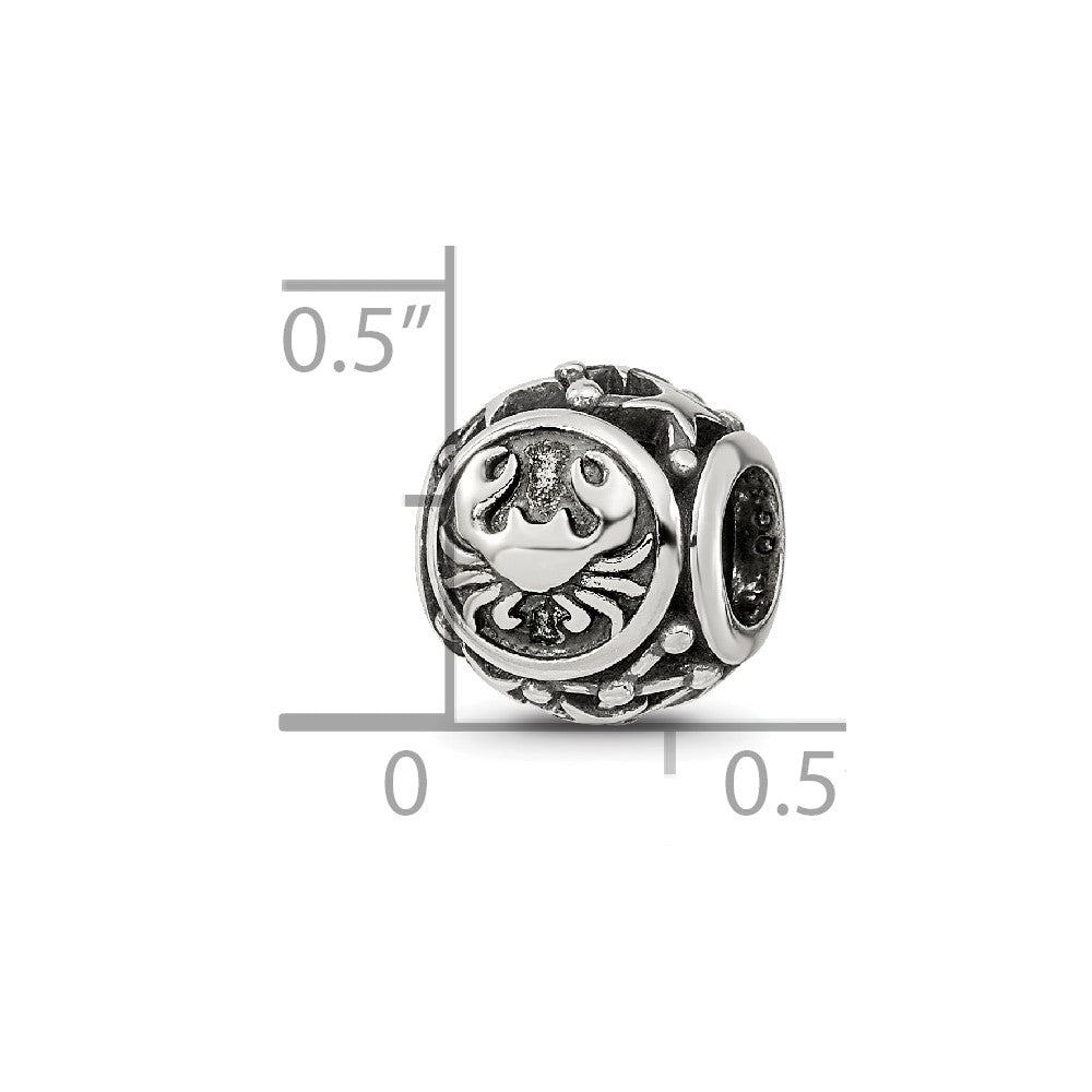 Sterling Silver Reflections Antiqued Zodiac Cancer Bead