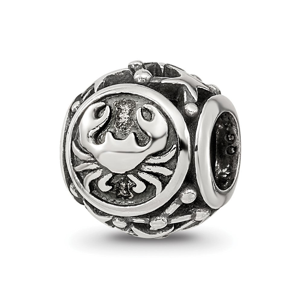 Sterling Silver Reflections Antiqued Zodiac Cancer Bead