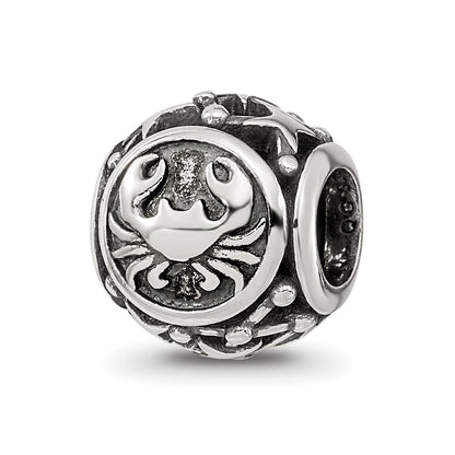 Sterling Silver Reflections Antiqued Zodiac Cancer Bead