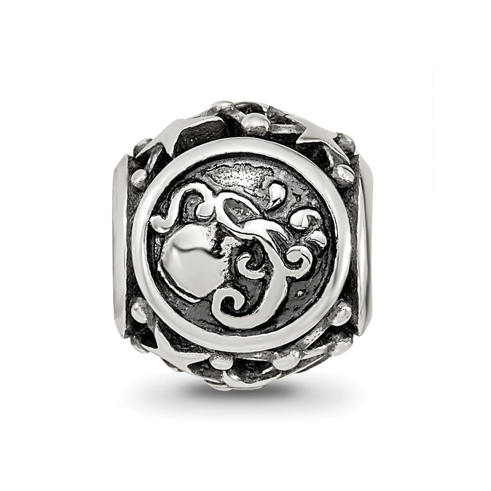 Sterling Silver Reflections Antiqued Zodiac Aquarius Bead