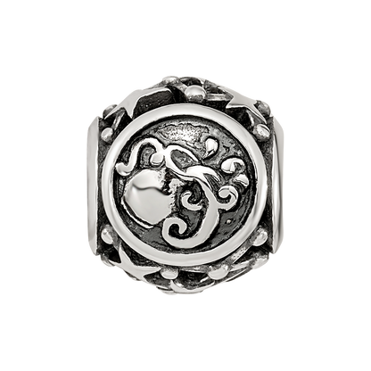 Sterling Silver Reflections Antiqued Zodiac Aquarius Bead
