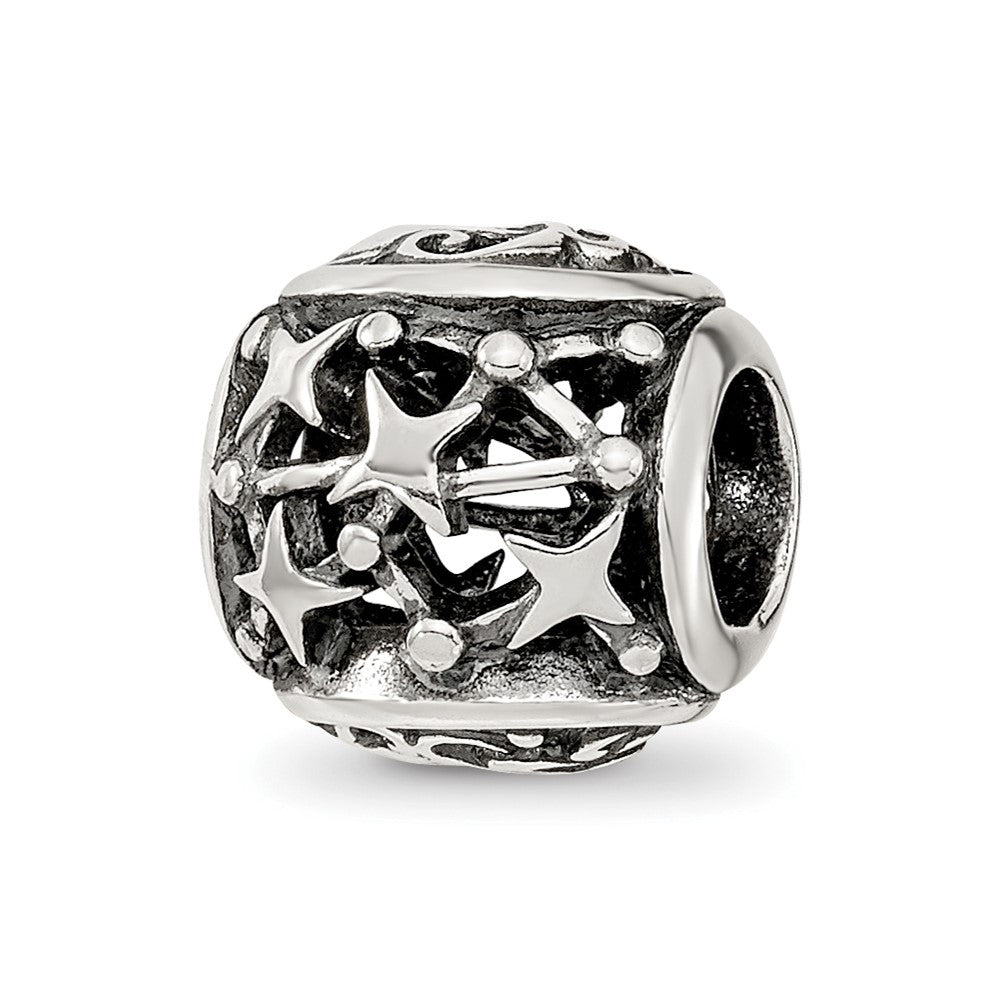 Sterling Silver Reflections Antiqued Zodiac Aquarius Bead
