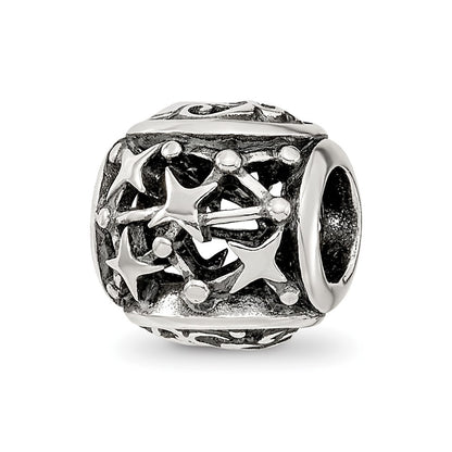Sterling Silver Reflections Antiqued Zodiac Aquarius Bead