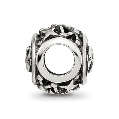 Sterling Silver Reflections Antiqued Zodiac Pisces Bead