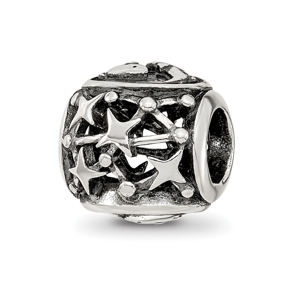 Sterling Silver Reflections Antiqued Zodiac Pisces Bead