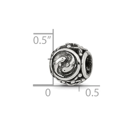 Sterling Silver Reflections Antiqued Zodiac Pisces Bead