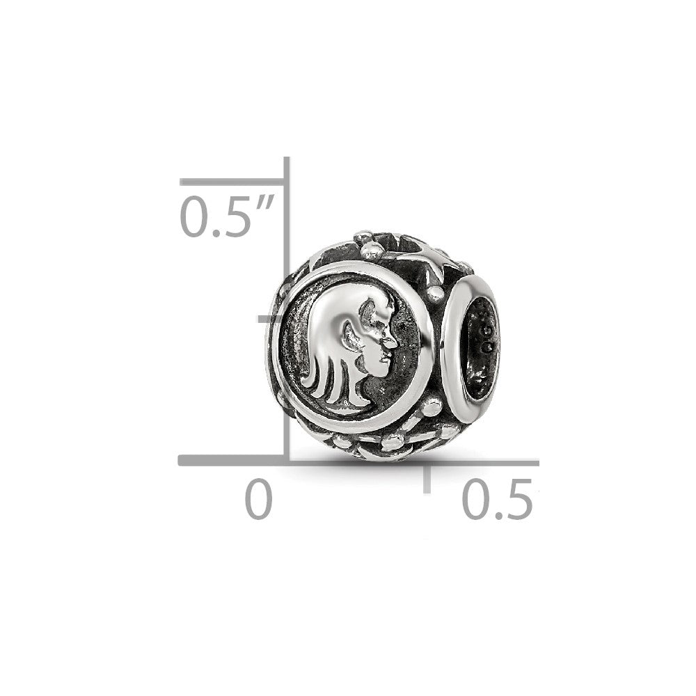 Sterling Silver Reflections Antiqued Zodiac Virgo Bead