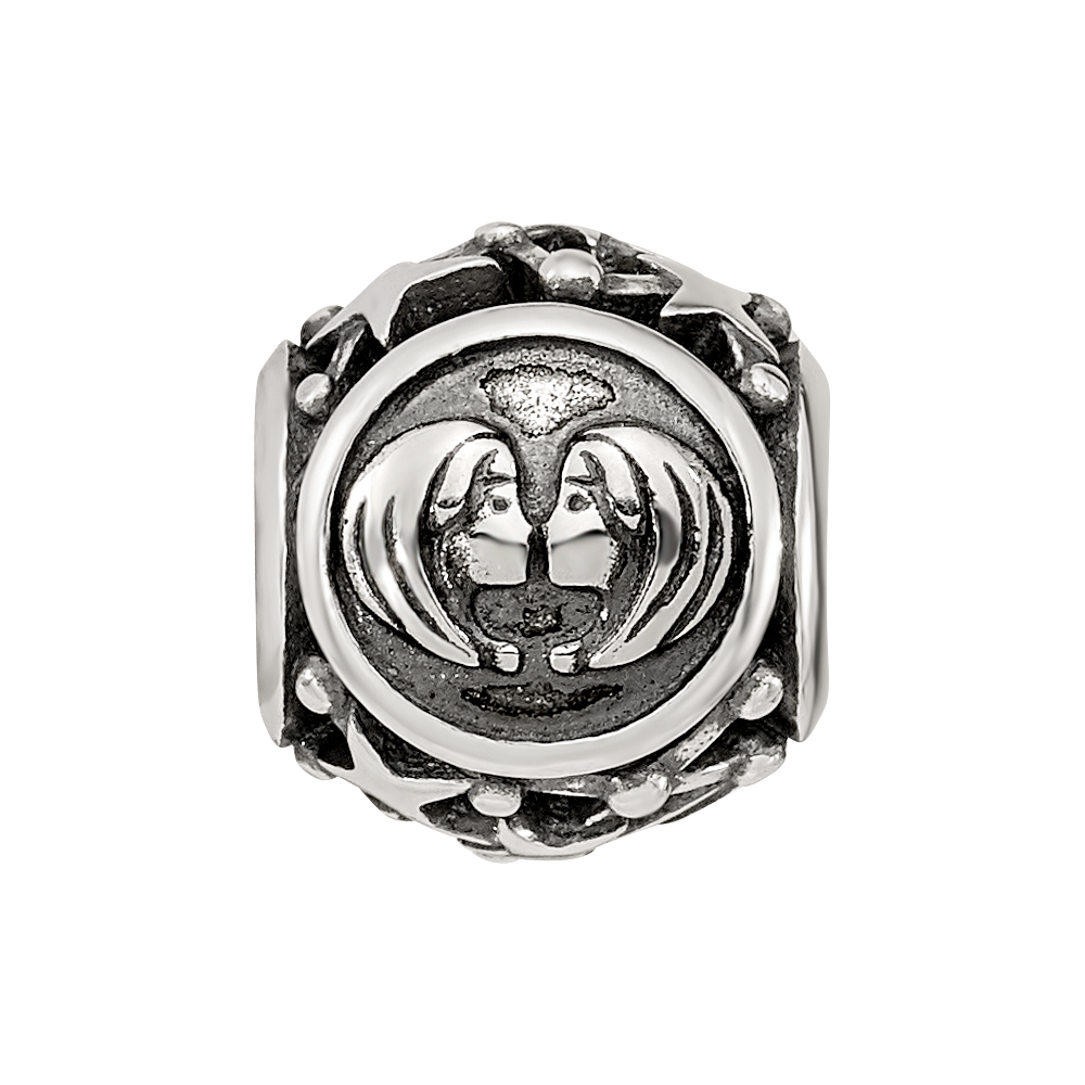 Sterling Silver Reflections Antiqued Zodiac Gemini Bead