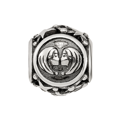 Sterling Silver Reflections Antiqued Zodiac Gemini Bead