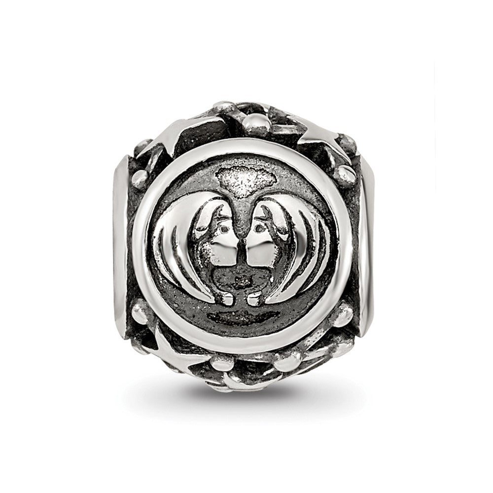 Sterling Silver Reflections Antiqued Zodiac Gemini Bead