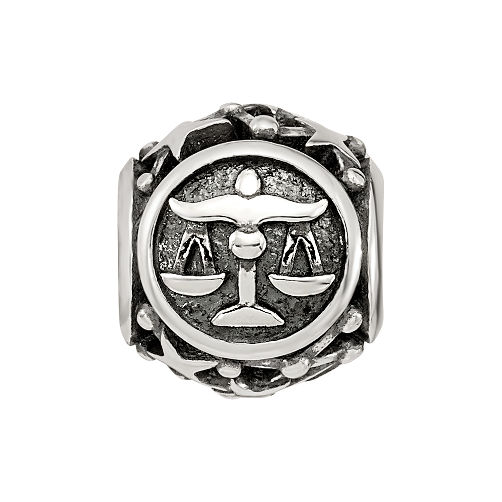 Sterling Silver Reflections Antiqued Zodiac Libra Bead