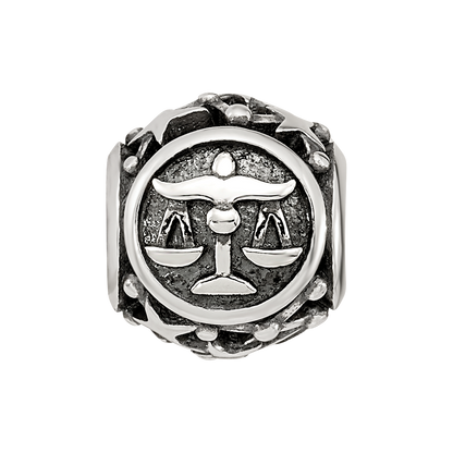 Sterling Silver Reflections Antiqued Zodiac Libra Bead