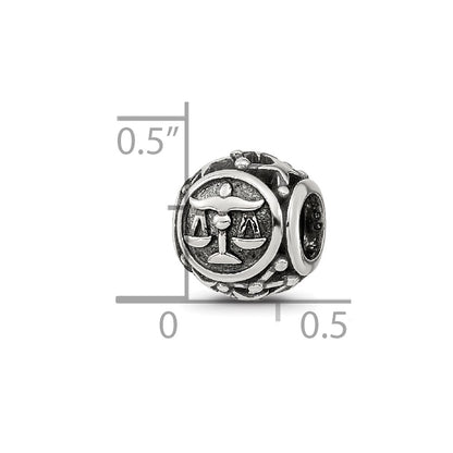 Sterling Silver Reflections Antiqued Zodiac Libra Bead