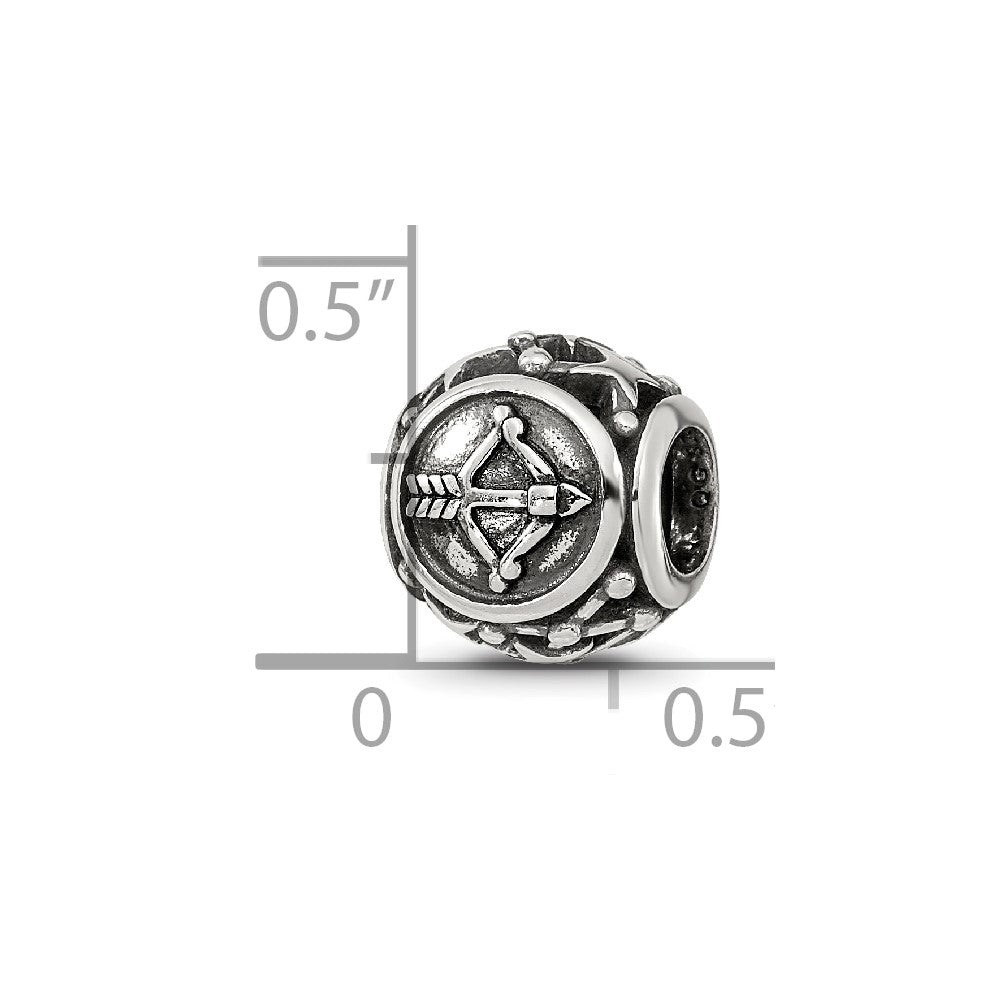 Sterling Silver Reflections Antiqued Zodiac Sagittarius Bead