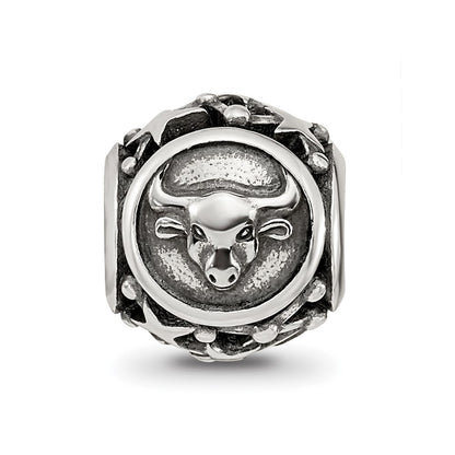 Sterling Silver Reflections Antiqued Zodiac Taurus Bead
