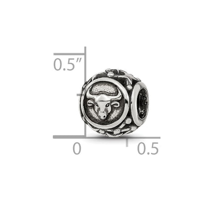 Sterling Silver Reflections Antiqued Zodiac Taurus Bead