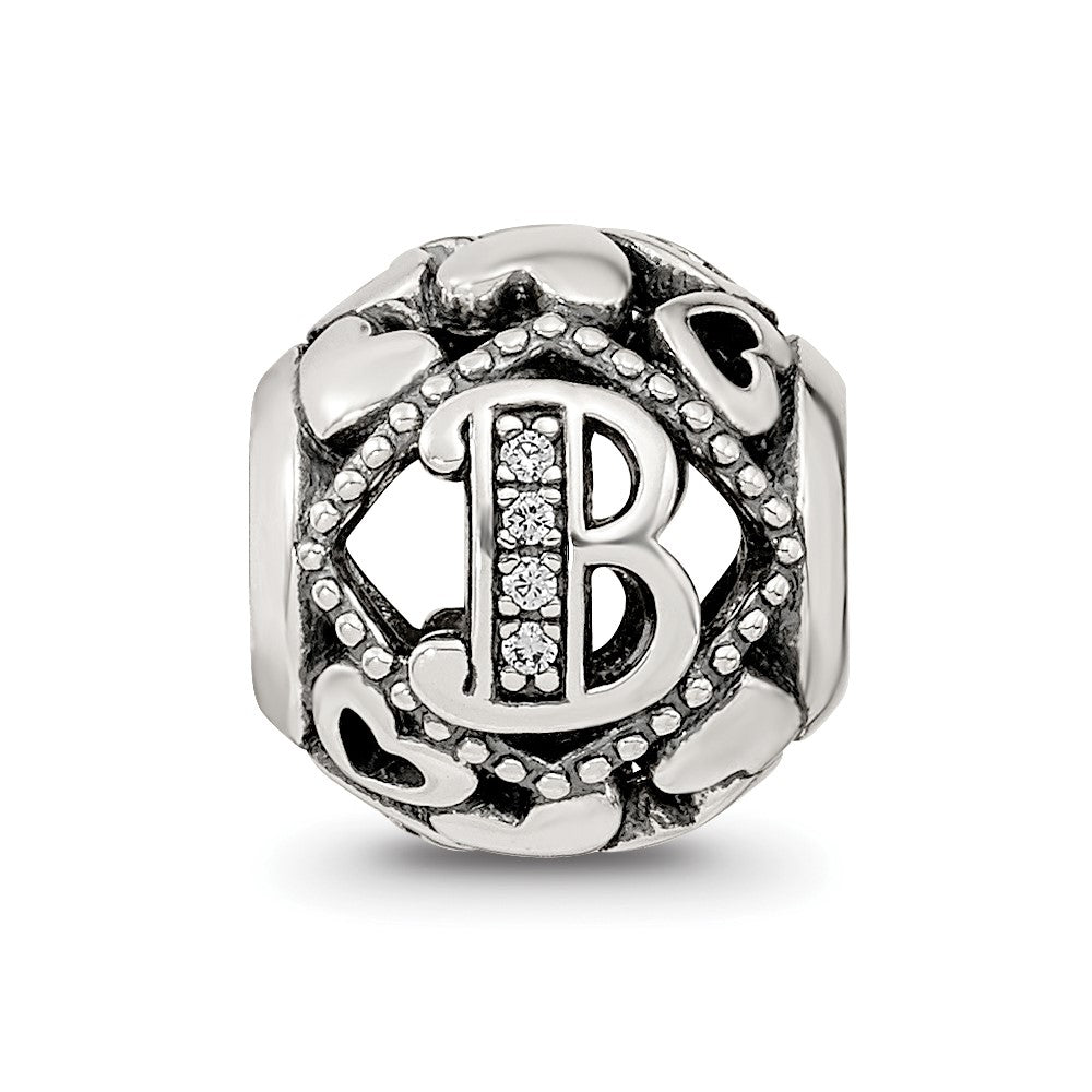 Sterling Silver Reflections CZ Letter B Bead