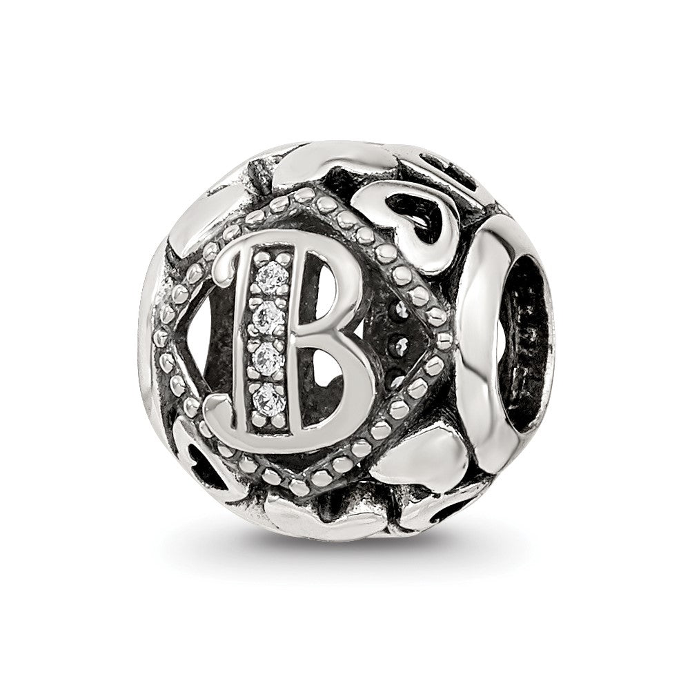 Sterling Silver Reflections CZ Letter B Bead