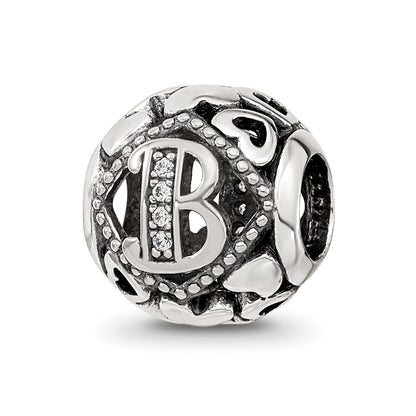 Sterling Silver Reflections CZ Letter B Bead