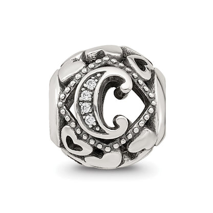 Sterling Silver Reflections CZ Letter C Bead