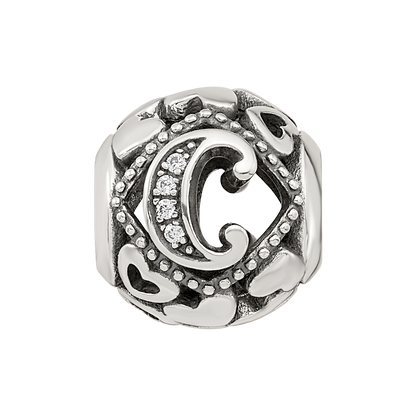 Sterling Silver Reflections CZ Letter C Bead