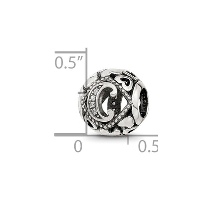 Sterling Silver Reflections CZ Letter C Bead