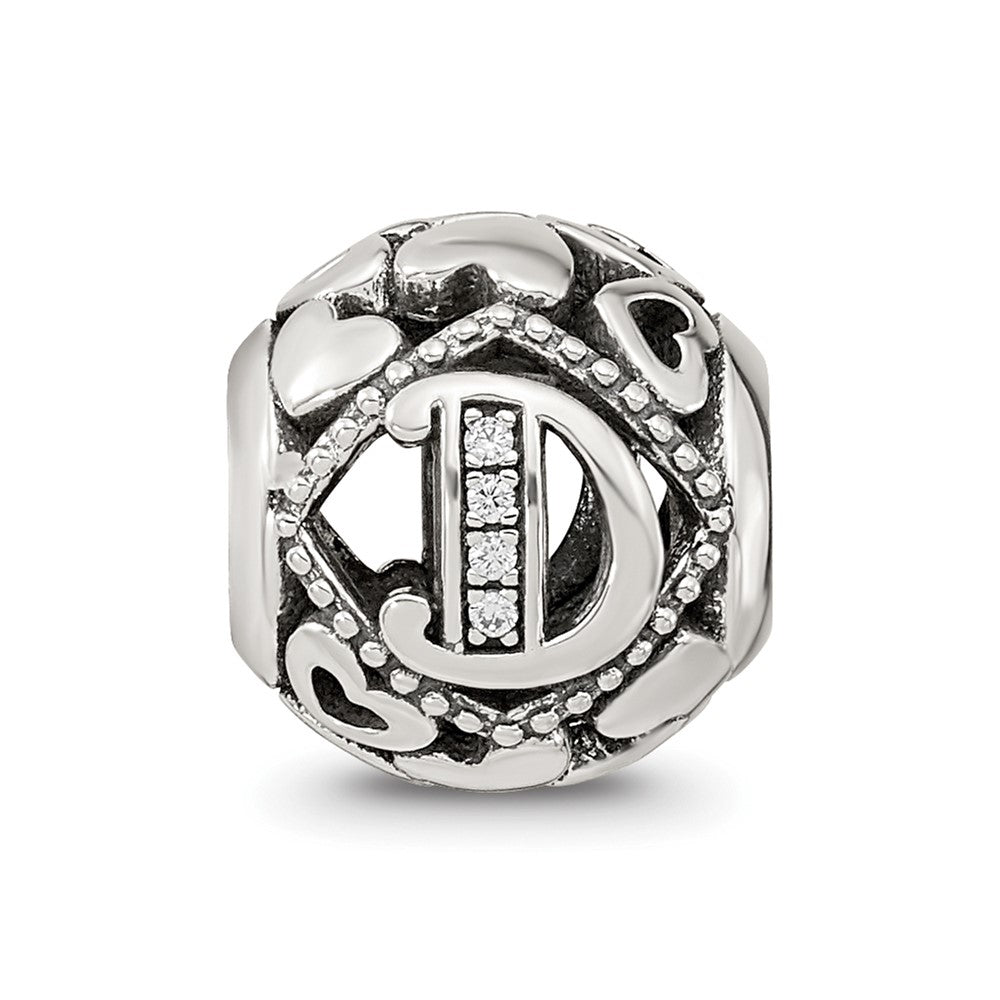 Sterling Silver Reflections CZ Letter D Bead