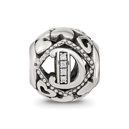 Sterling Silver Reflections CZ Letter D Bead
