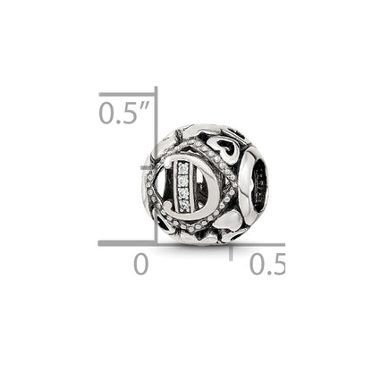 Sterling Silver Reflections CZ Letter D Bead
