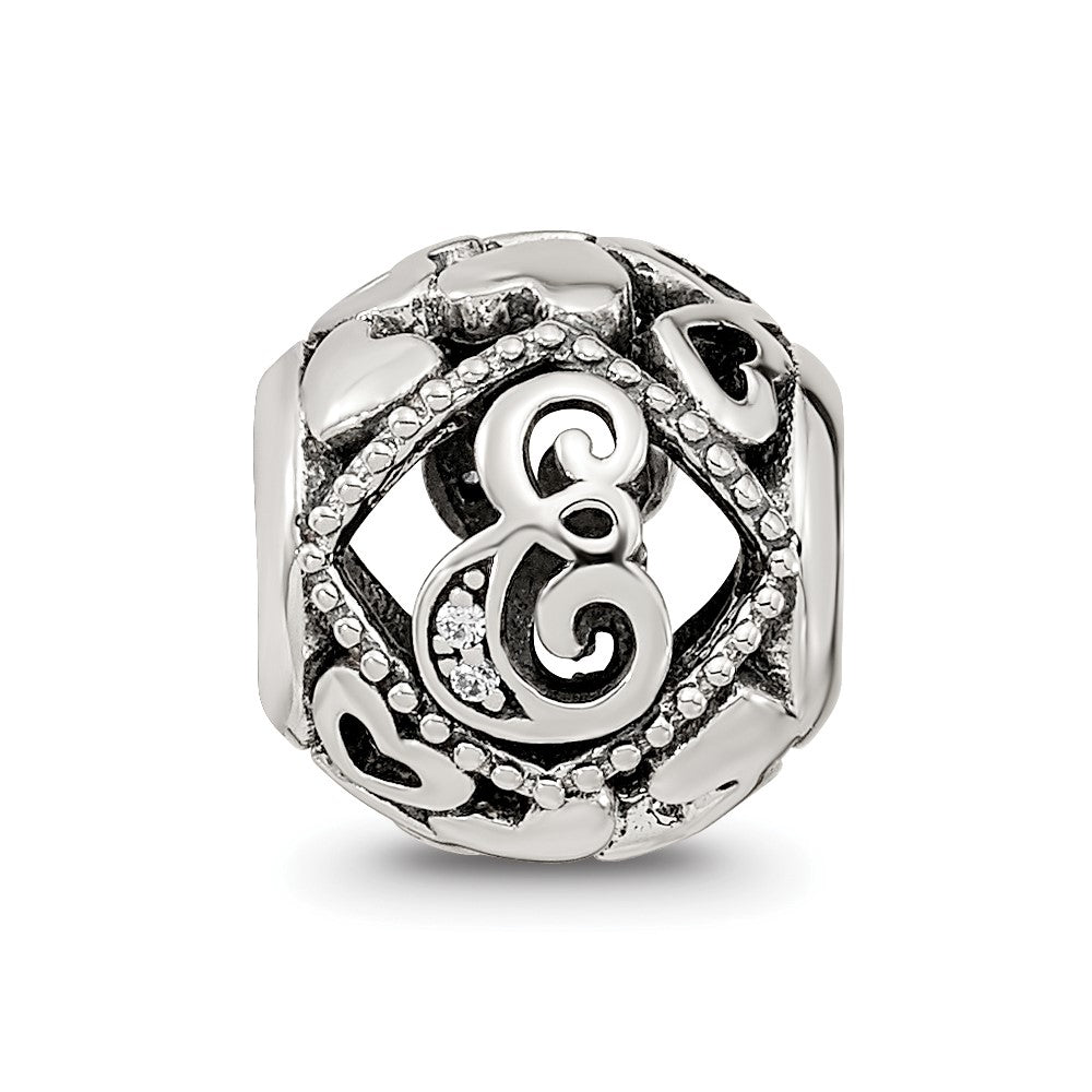 Sterling Silver Reflections CZ Letter E Bead