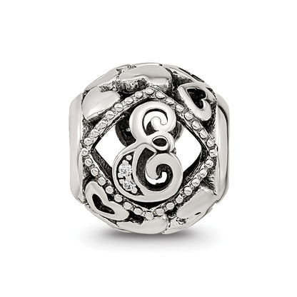 Sterling Silver Reflections CZ Letter E Bead