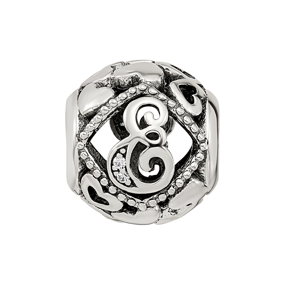 Sterling Silver Reflections CZ Letter E Bead